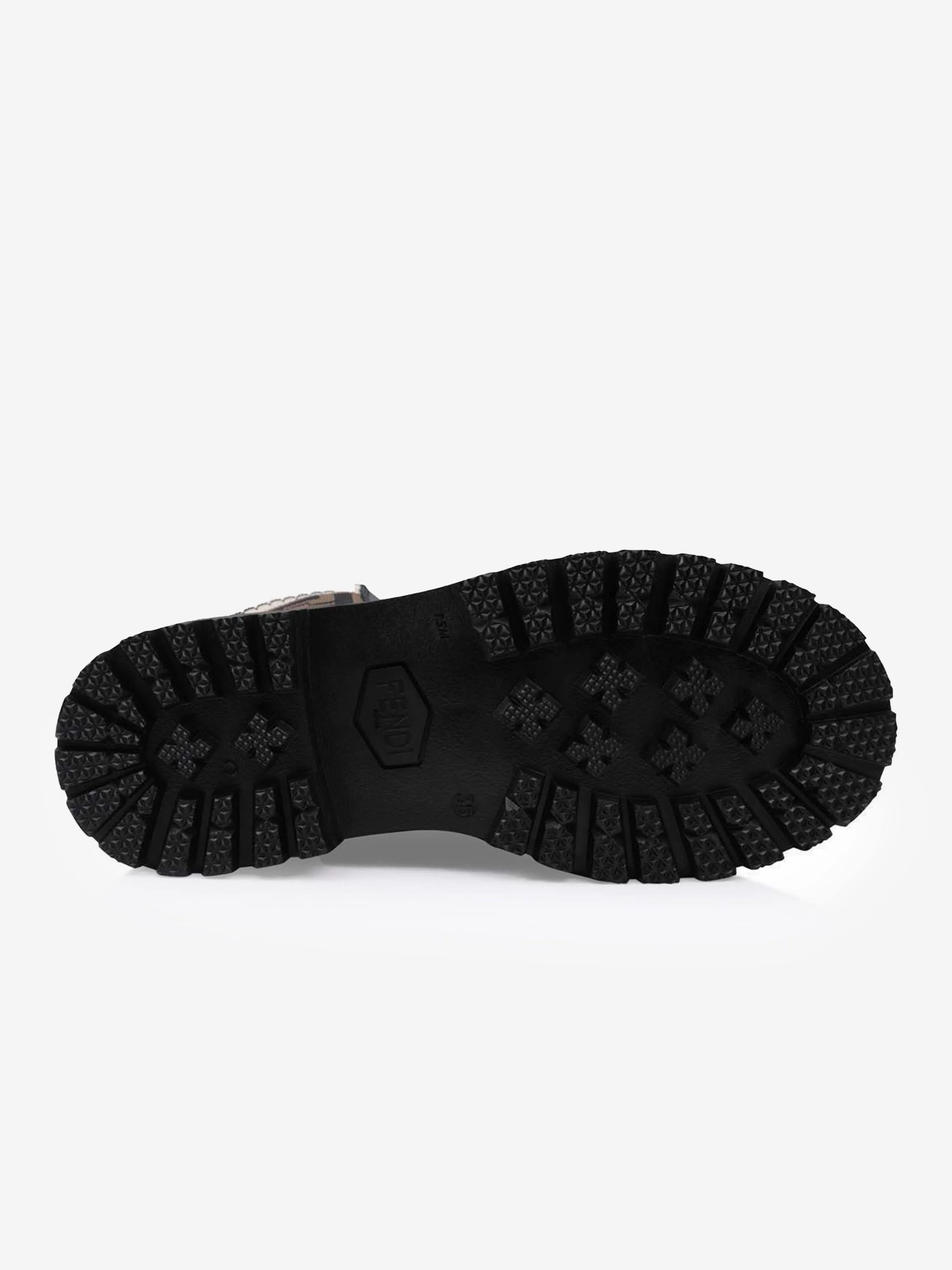 Fendi Kids Leder FF Logo Motorradstiefel in Schwarz