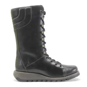 Fly London Ster768Fly Rug Leder Damen Keilabsatz Stiefel Mittlere Wade