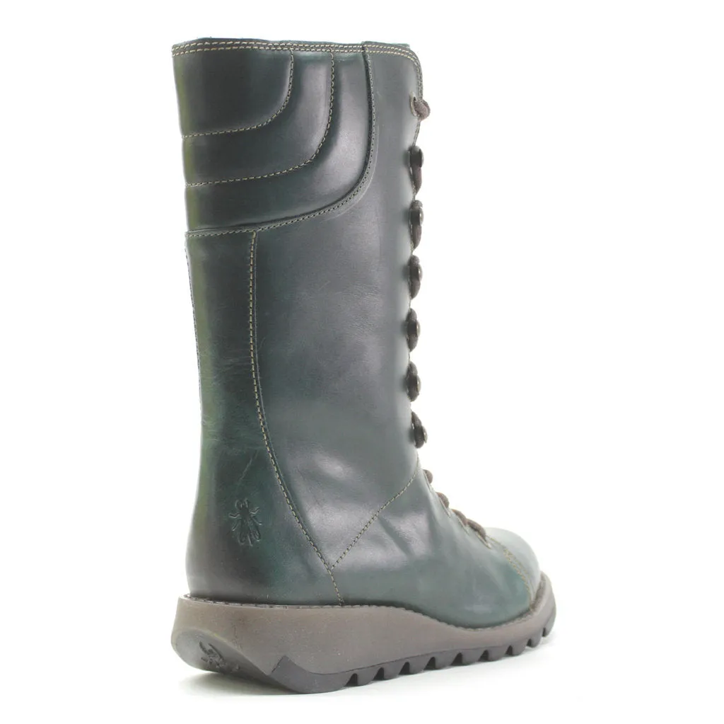 Fly London Ster768Fly Rug Leder Damen Keilabsatz Stiefel Mittlere Wade