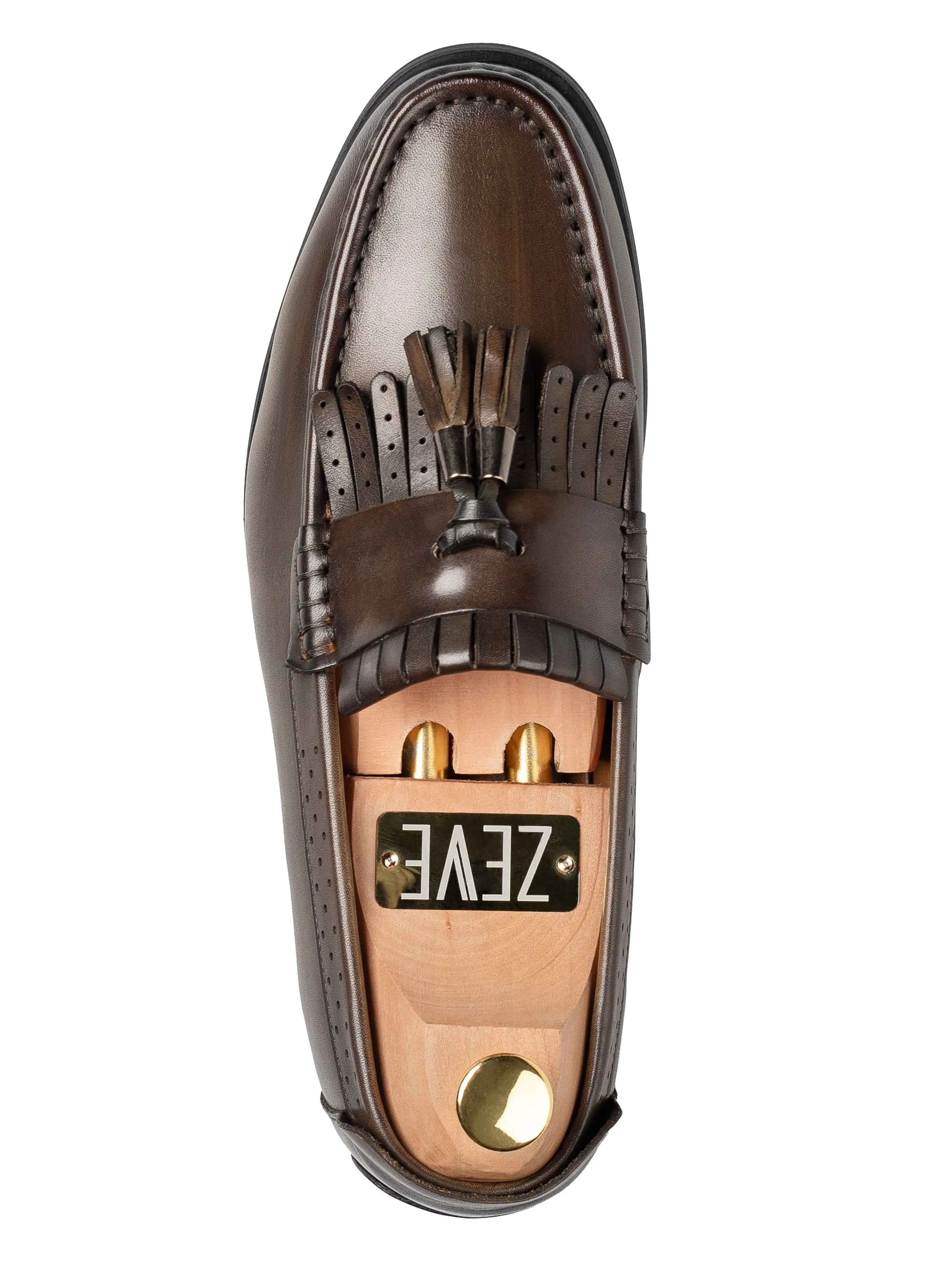 Fringe Classic Loafer - Cognacfarben mit Quaste (Handbemalte Patina)