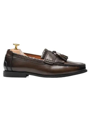 Fringe Classic Loafer - Cognacfarben mit Quaste (Handbemalte Patina)