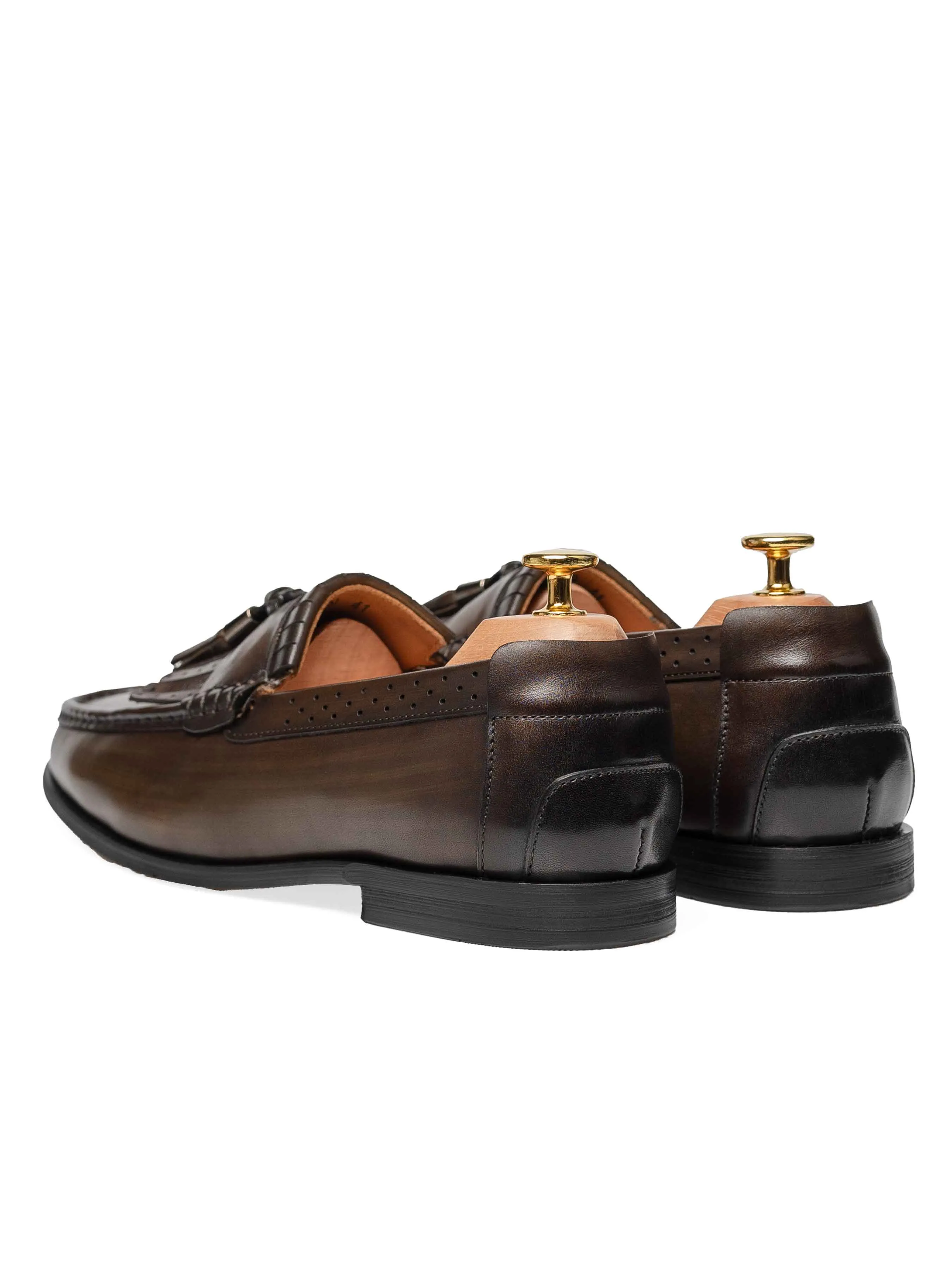 Fringe Classic Loafer - Cognacfarben mit Quaste (Handbemalte Patina)