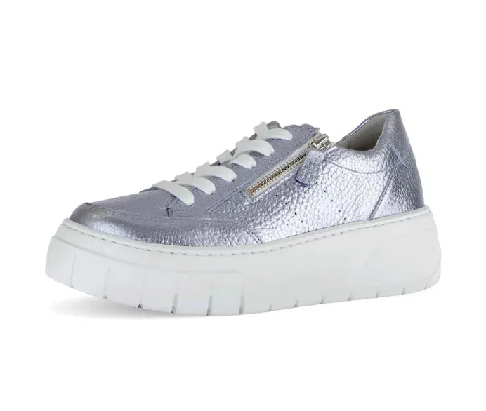 Gabor Blue Metallic Trainer mit dicker Sohle