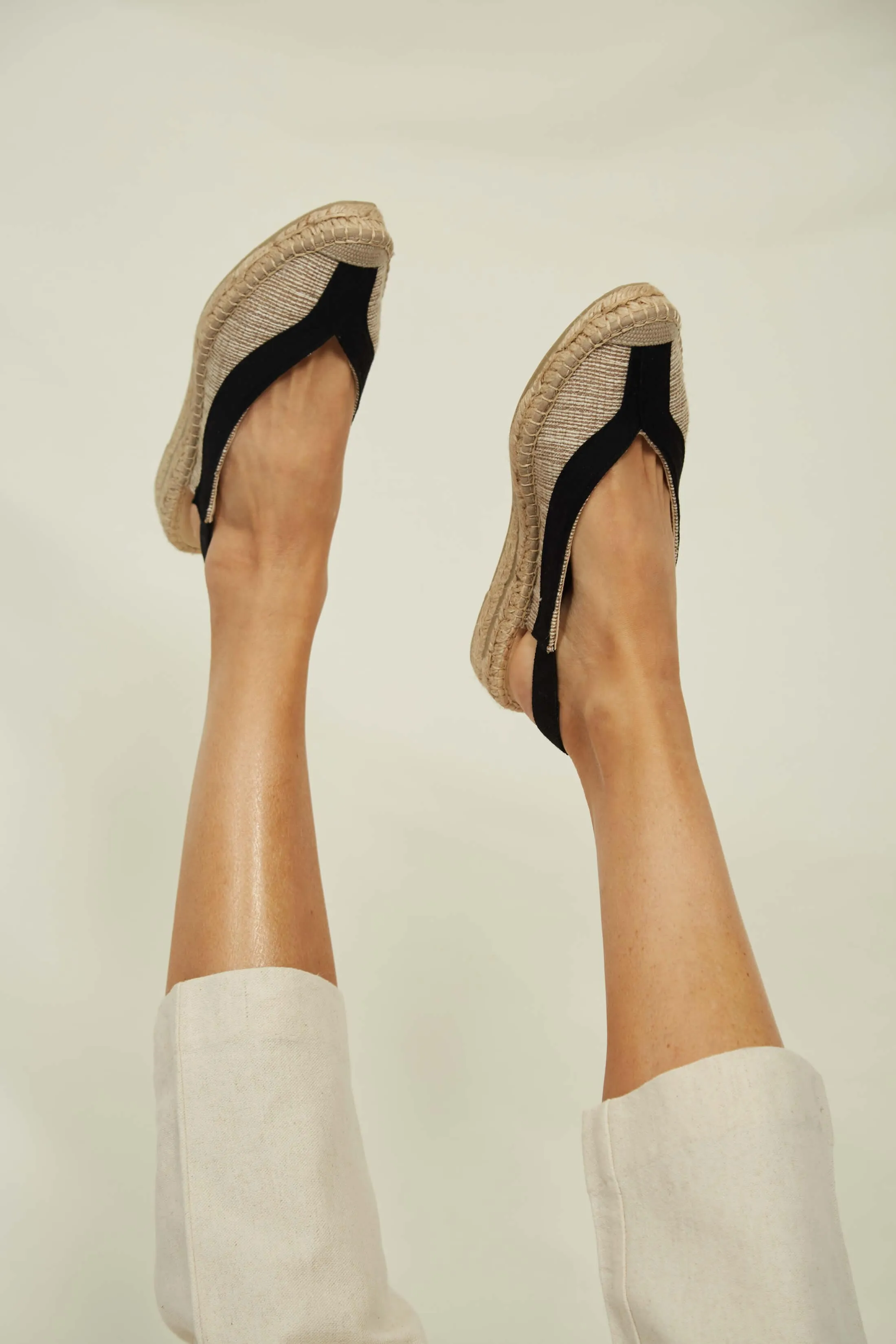 Garachico Vegan Slingback Espadrille Sandalen | Schwarz & Beige