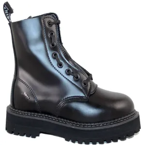 Grinders Reißverschluss Und Schnürung Glattes Leder Damen Knöchelstiefel