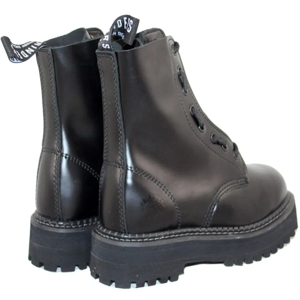 Grinders Reißverschluss Und Schnürung Glattes Leder Damen Knöchelstiefel