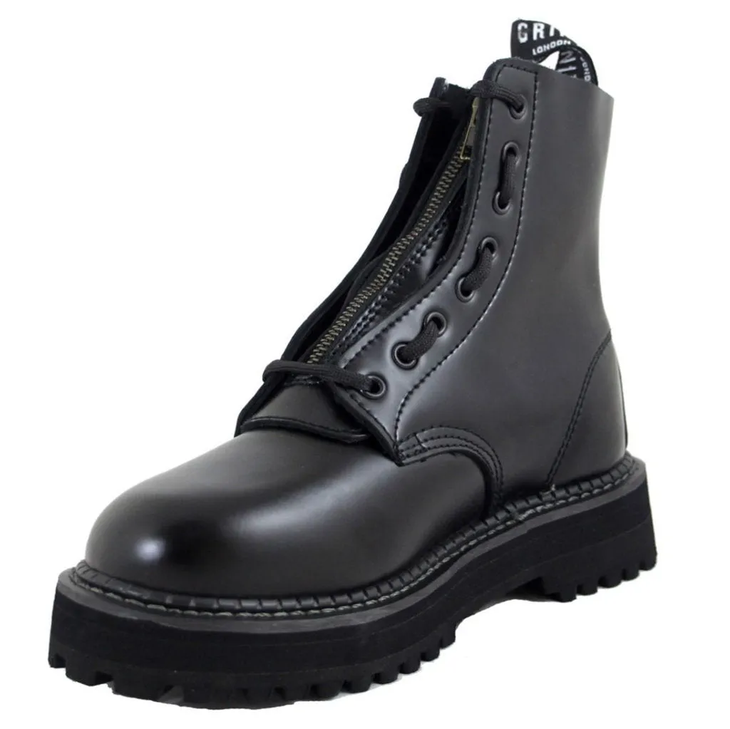 Grinders Reißverschluss Und Schnürung Glattes Leder Damen Knöchelstiefel