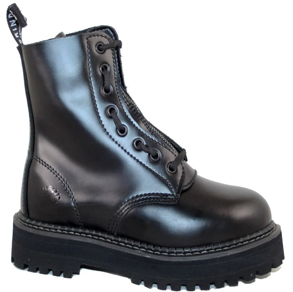 Grinders Reißverschluss Und Schnürung Glattes Leder Damen Knöchelstiefel