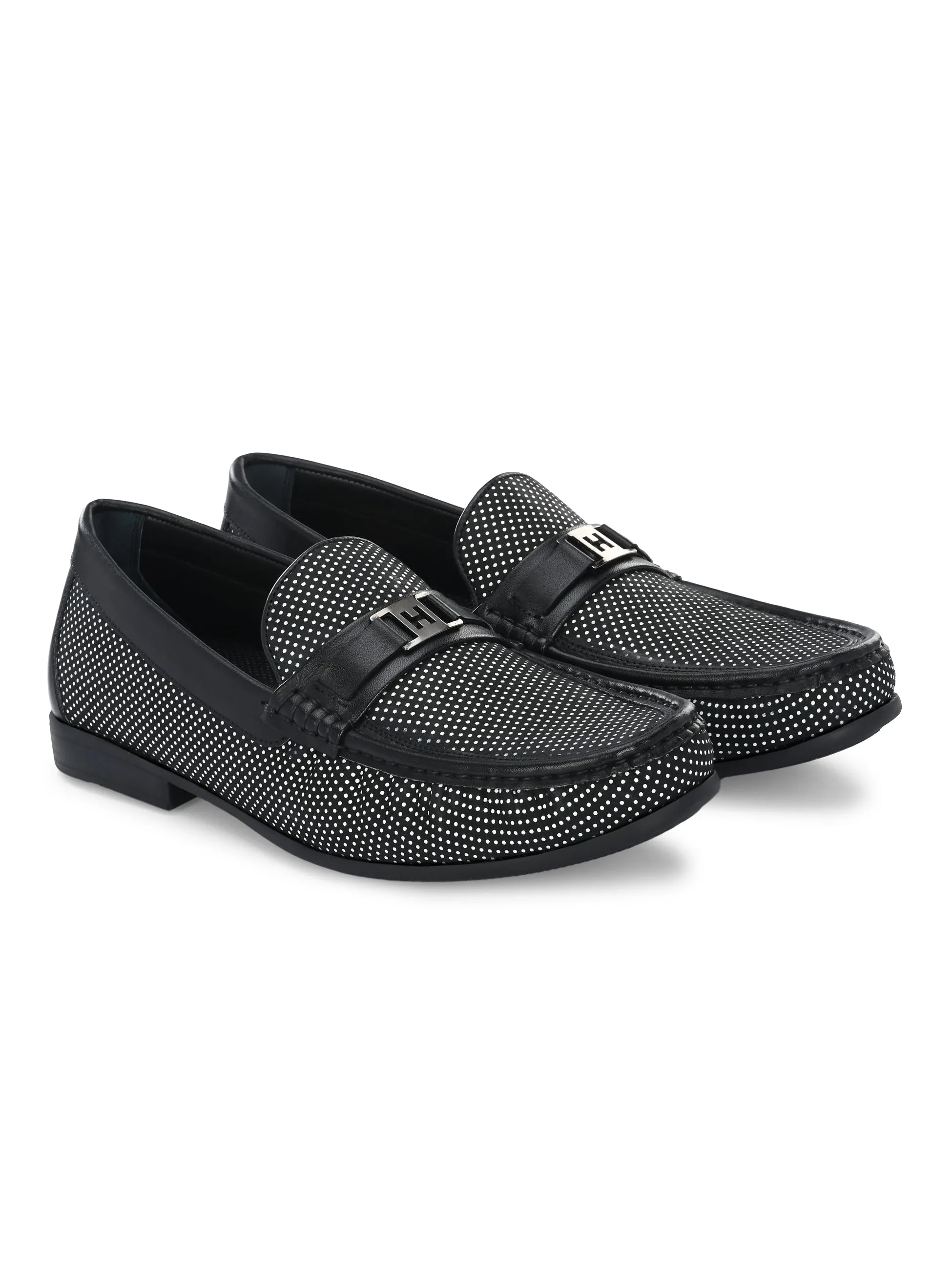 HITZ5345 Herren-Leder-Loafer in Schwarz für den Casual-Look