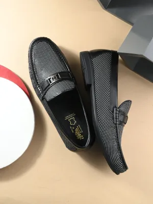 HITZ5345 Herren-Leder-Loafer in Schwarz für den Casual-Look