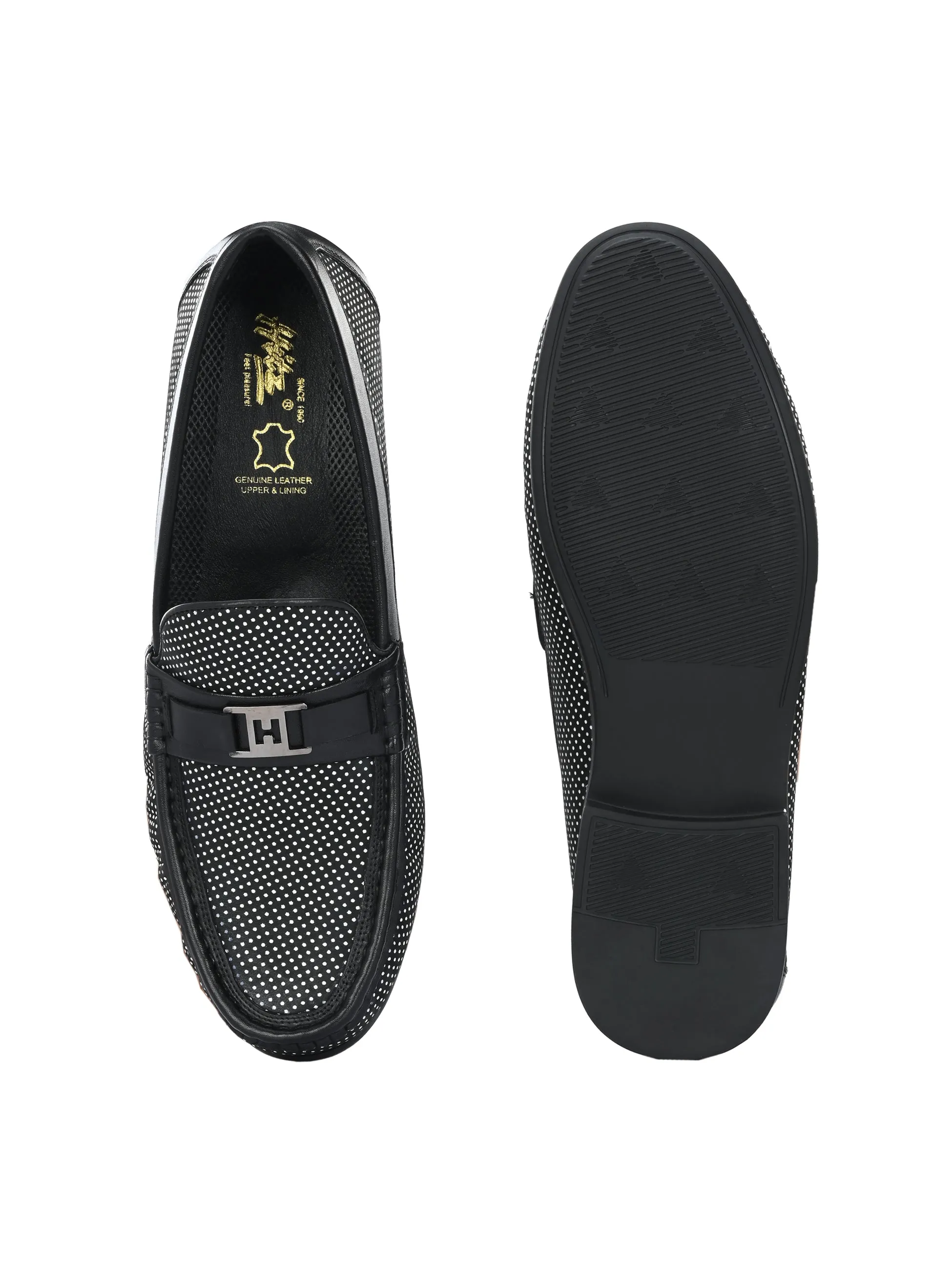 HITZ5345 Herren-Leder-Loafer in Schwarz für den Casual-Look