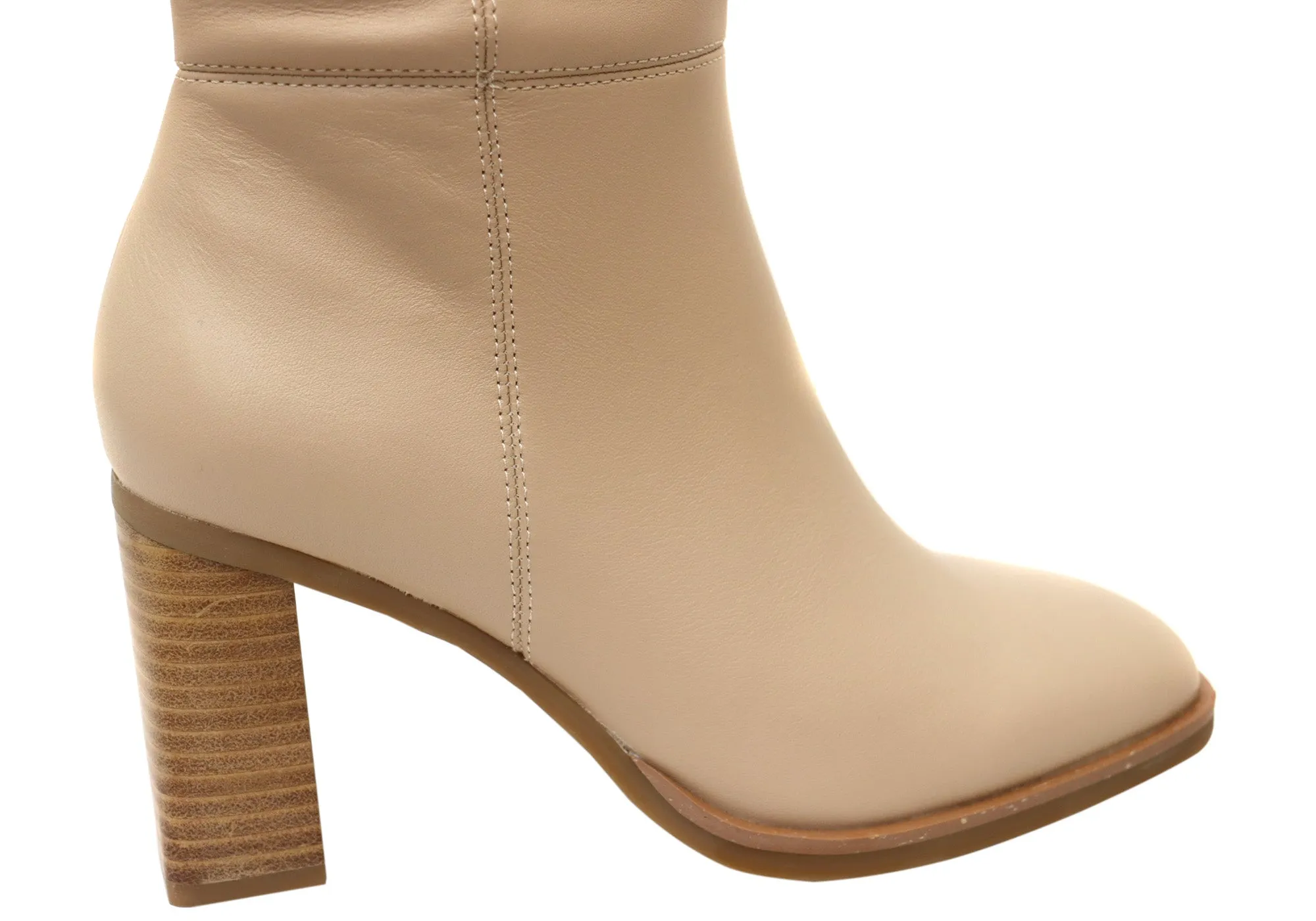 Hush Puppies Patron Damen Leder Stiefeletten mit Absatz mittlere Schafthöhe Nude