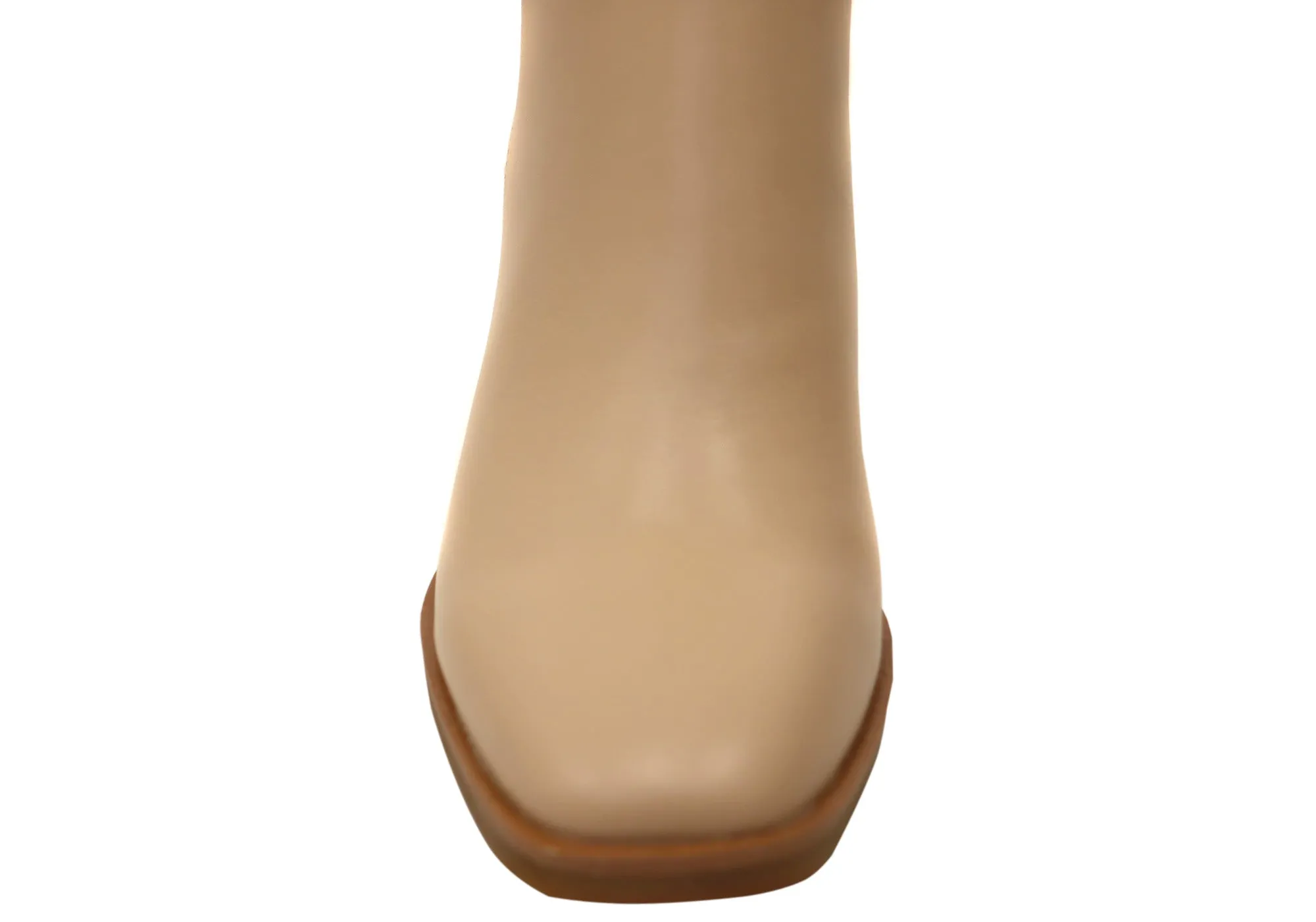 Hush Puppies Patron Damen Leder Stiefeletten mit Absatz mittlere Schafthöhe Nude