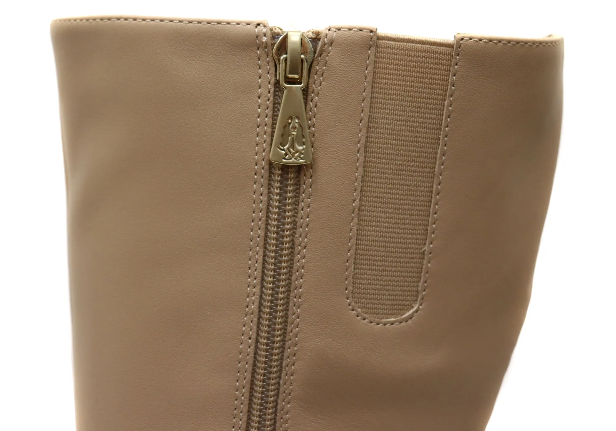Hush Puppies Patron Damen Leder Stiefeletten mit Absatz mittlere Schafthöhe Nude