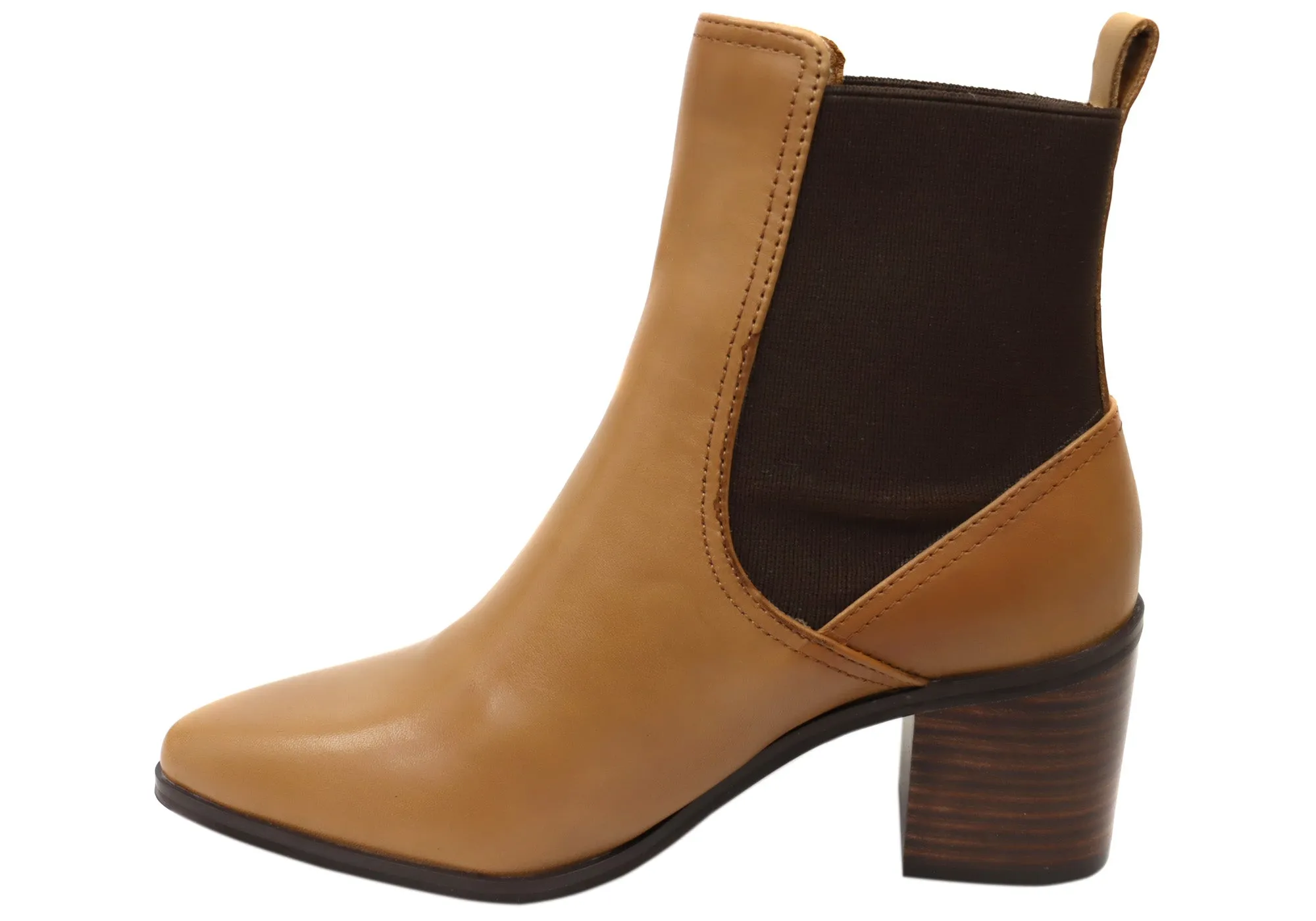 Hush Puppies Vala Damen Bequeme Leder Stiefeletten mit Mittlerem Absatz Hush Puppies Schuhe
