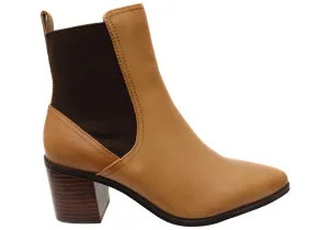 Hush Puppies Vala Damen Bequeme Leder Stiefeletten mit Mittlerem Absatz Hush Puppies Schuhe