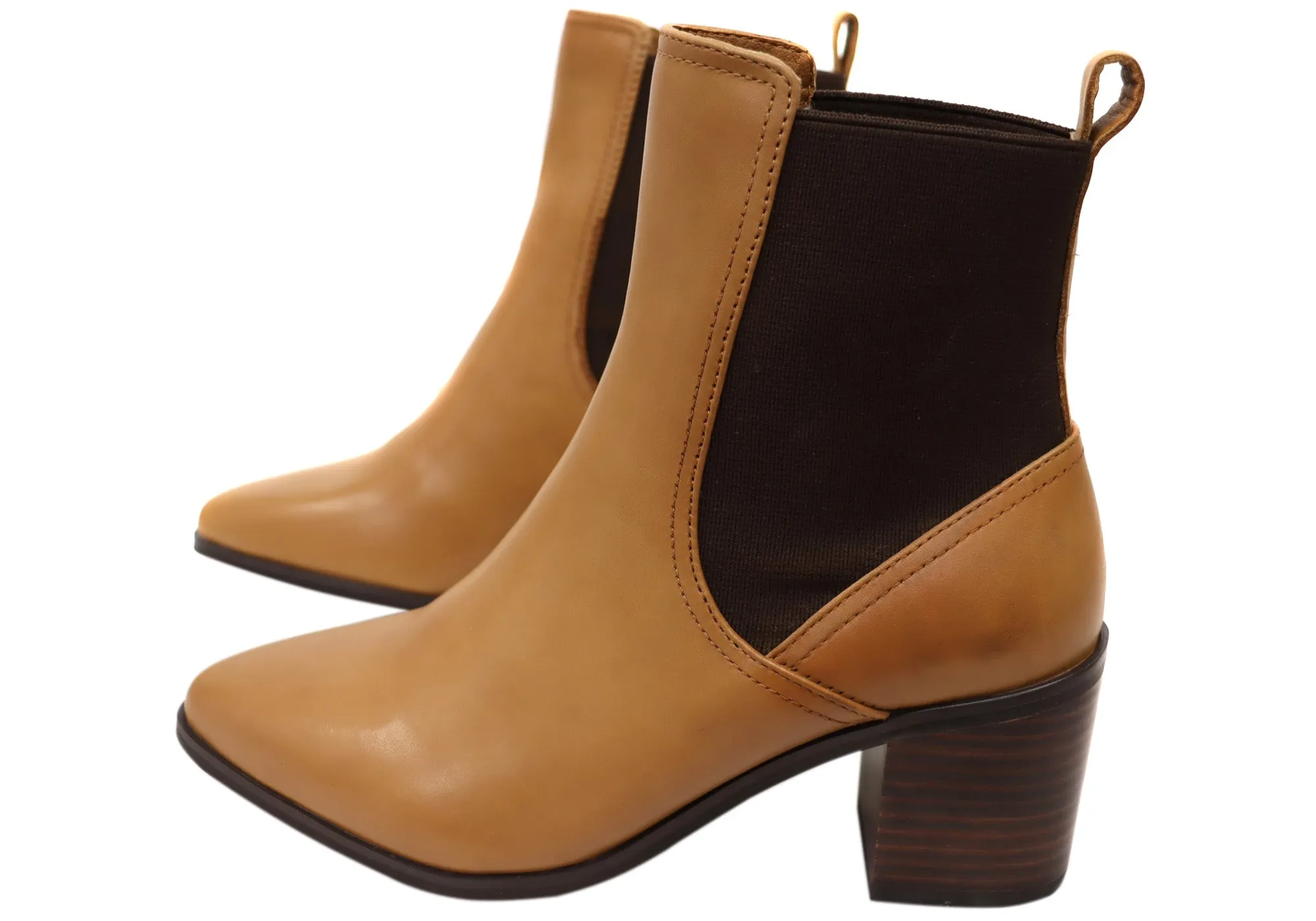 Hush Puppies Vala Damen Bequeme Leder Stiefeletten mit Mittlerem Absatz Hush Puppies Schuhe
