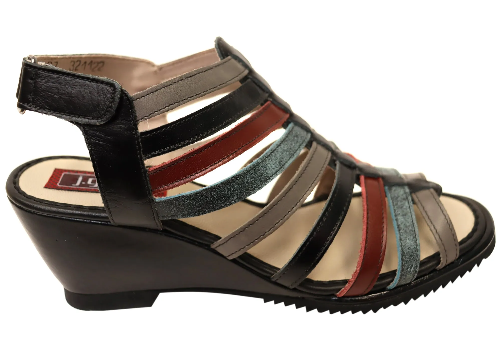 J Gean Leena Damen Bequeme Keilabsatz-Sandalen aus Leder, Hergestellt in Brasilien J Gean Schuhe