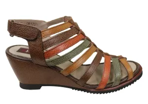 J Gean Leena Damen Bequeme Keilabsatz-Sandalen aus Leder, Hergestellt in Brasilien J Gean Schuhe