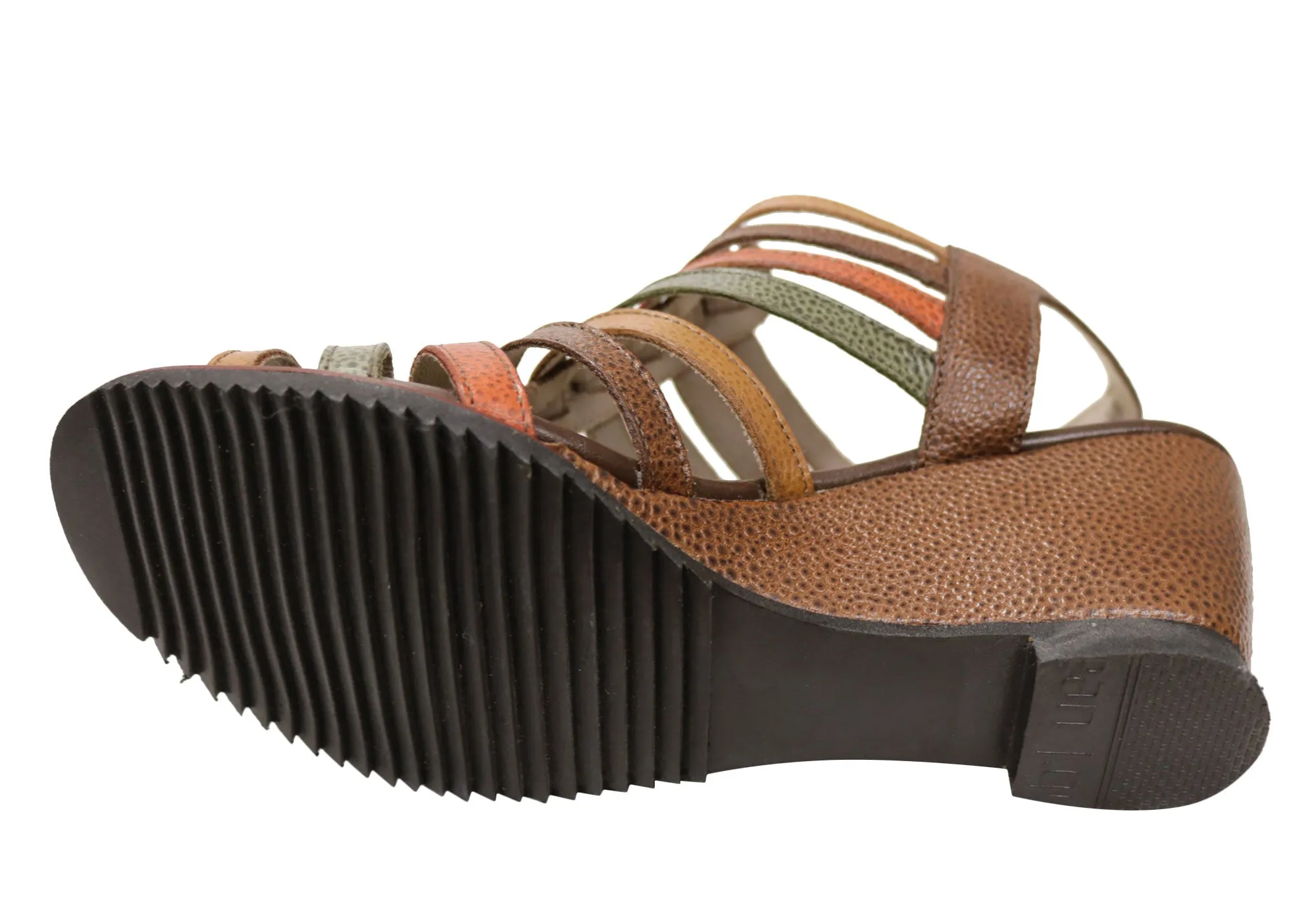 J Gean Leena Damen Bequeme Keilabsatz-Sandalen aus Leder, Hergestellt in Brasilien J Gean Schuhe