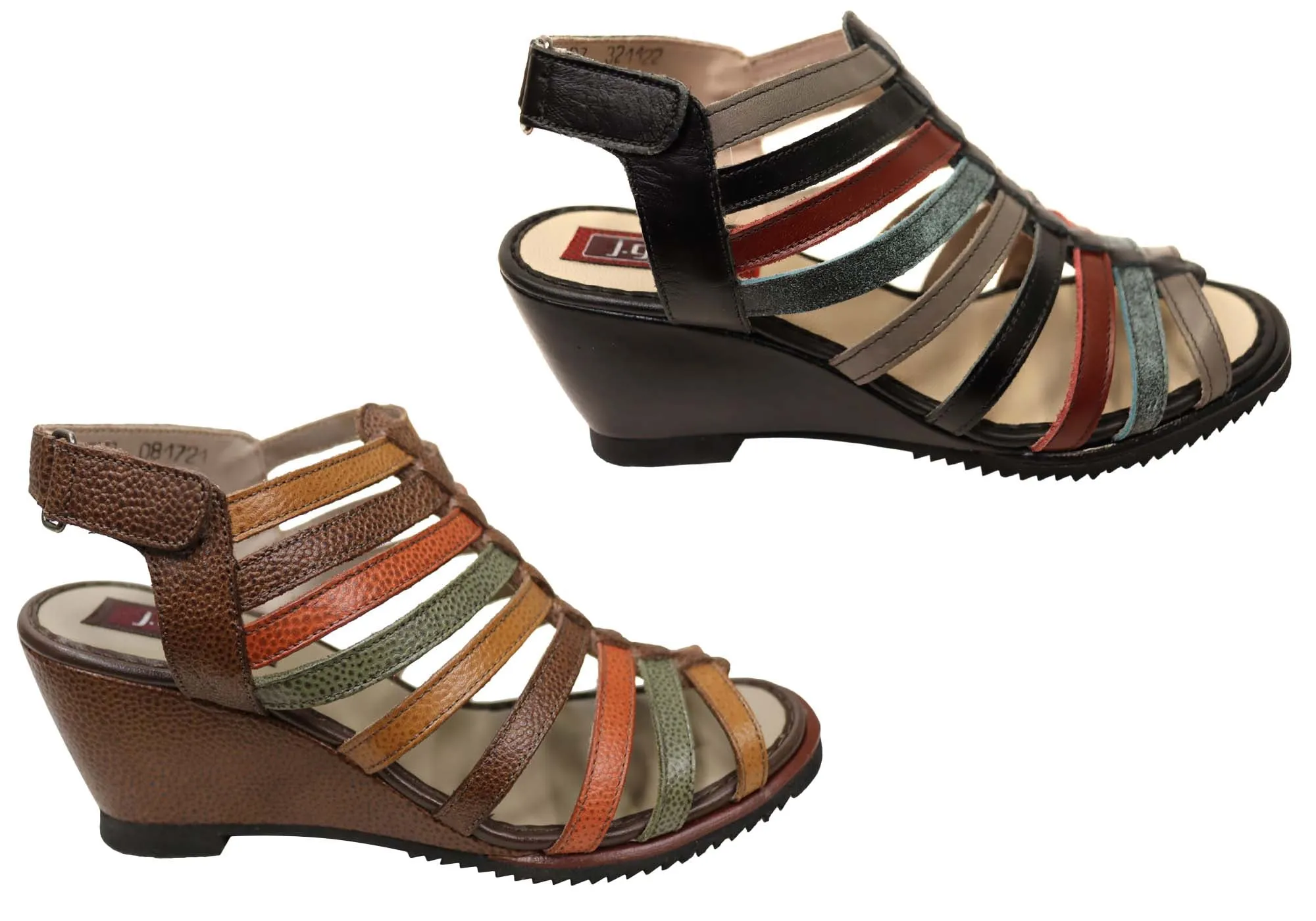 J Gean Leena Damen Bequeme Keilabsatz-Sandalen aus Leder, Hergestellt in Brasilien J Gean Schuhe
