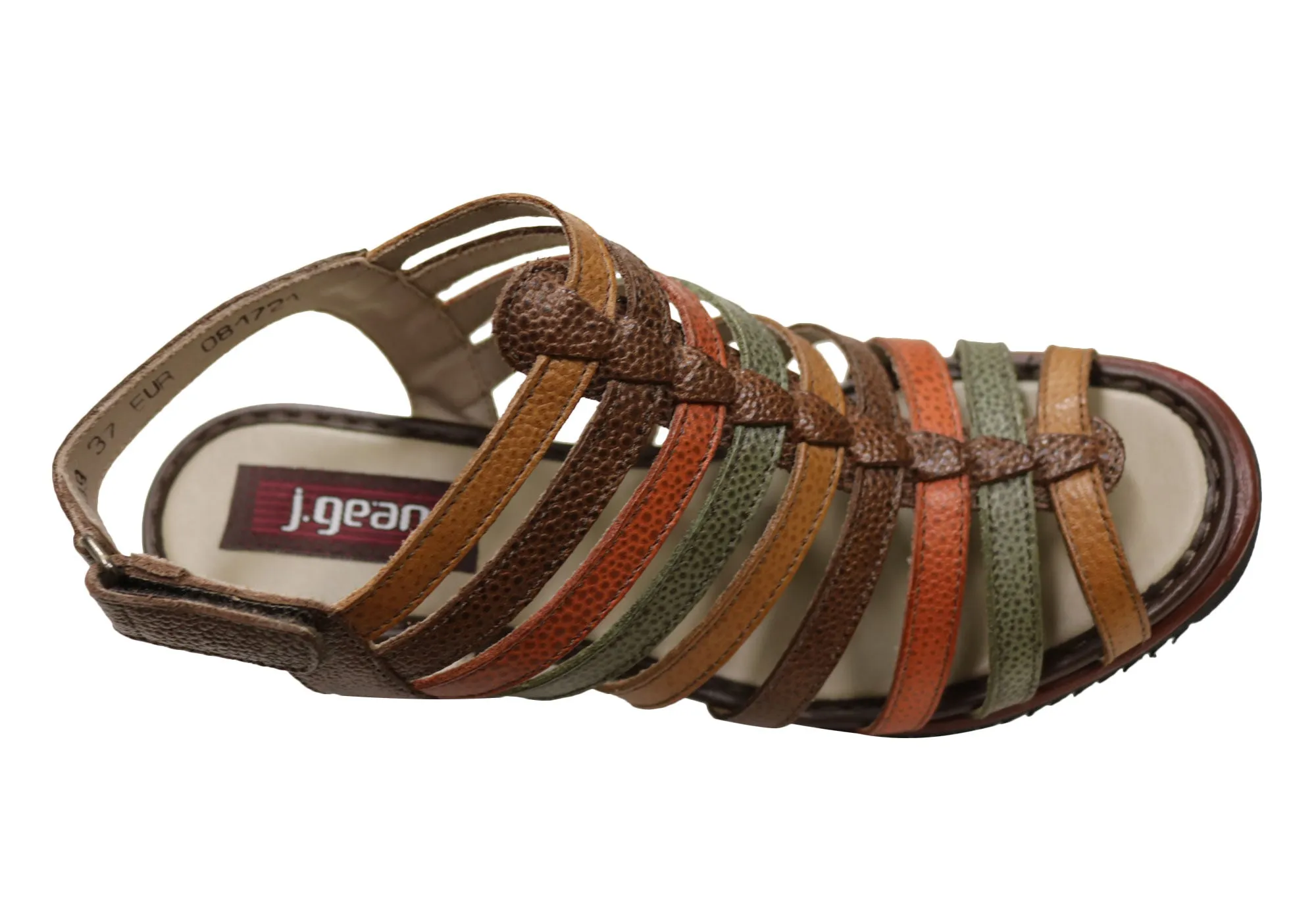 J Gean Leena Damen Bequeme Keilabsatz-Sandalen aus Leder, Hergestellt in Brasilien J Gean Schuhe