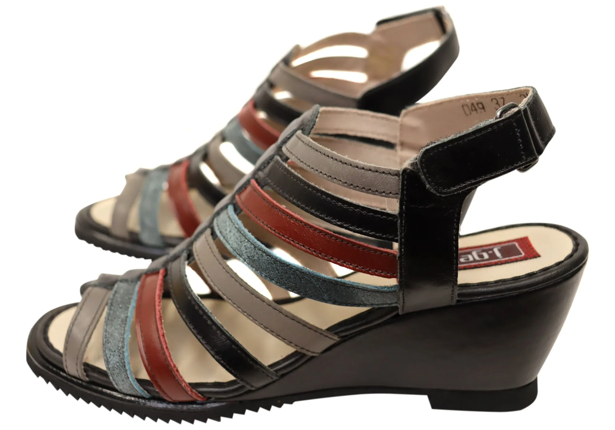 J Gean Leena Damen Bequeme Keilabsatz-Sandalen aus Leder, Hergestellt in Brasilien J Gean Schuhe