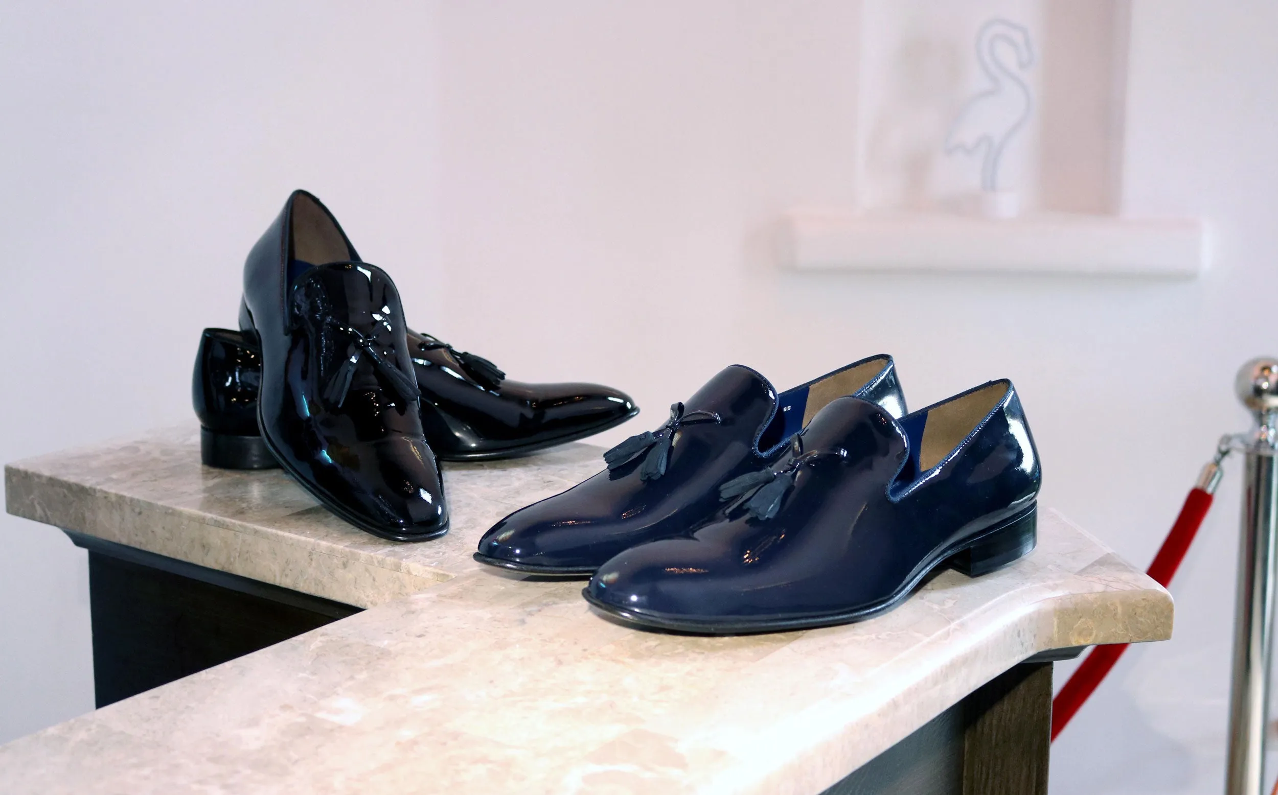 Jean Pierre Glänzende Kalbsleder Quasten-Loafer Marineblau