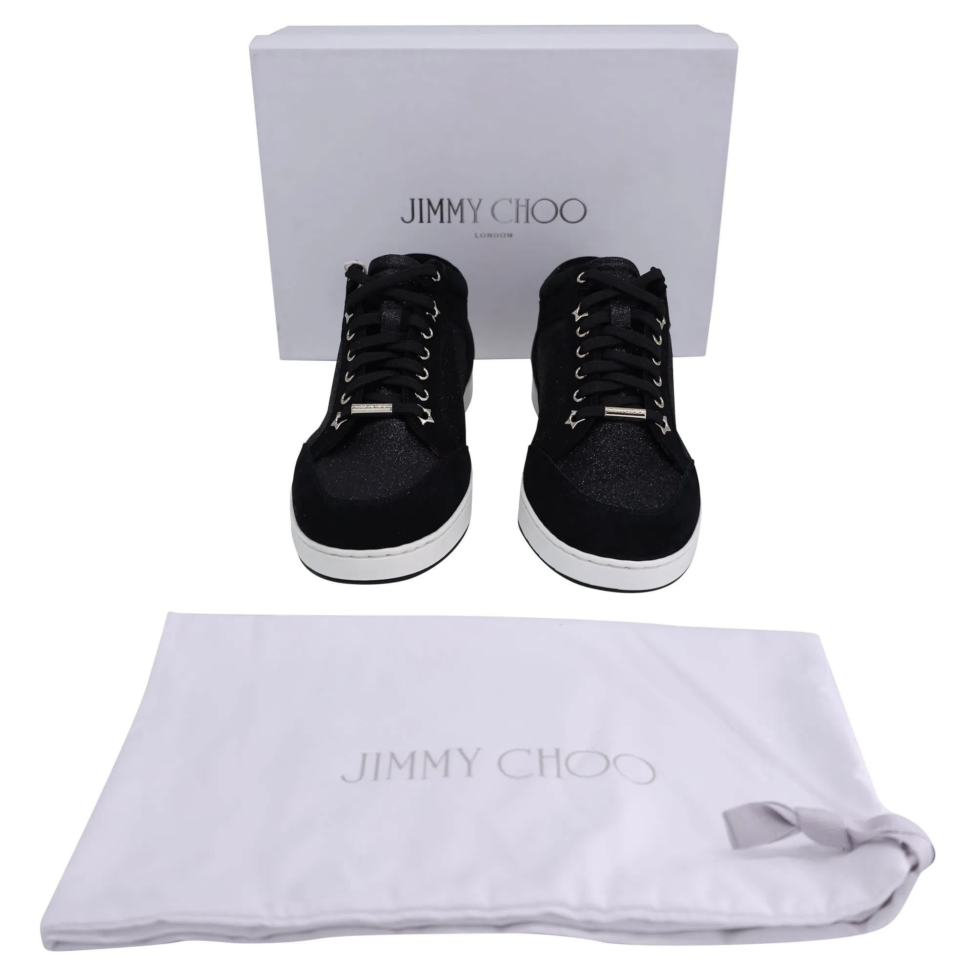 Jimmy Choo Miami Sneaker mit Glitzer-Einsätzen in Schwarz Wildleder_Jimmy-Choo