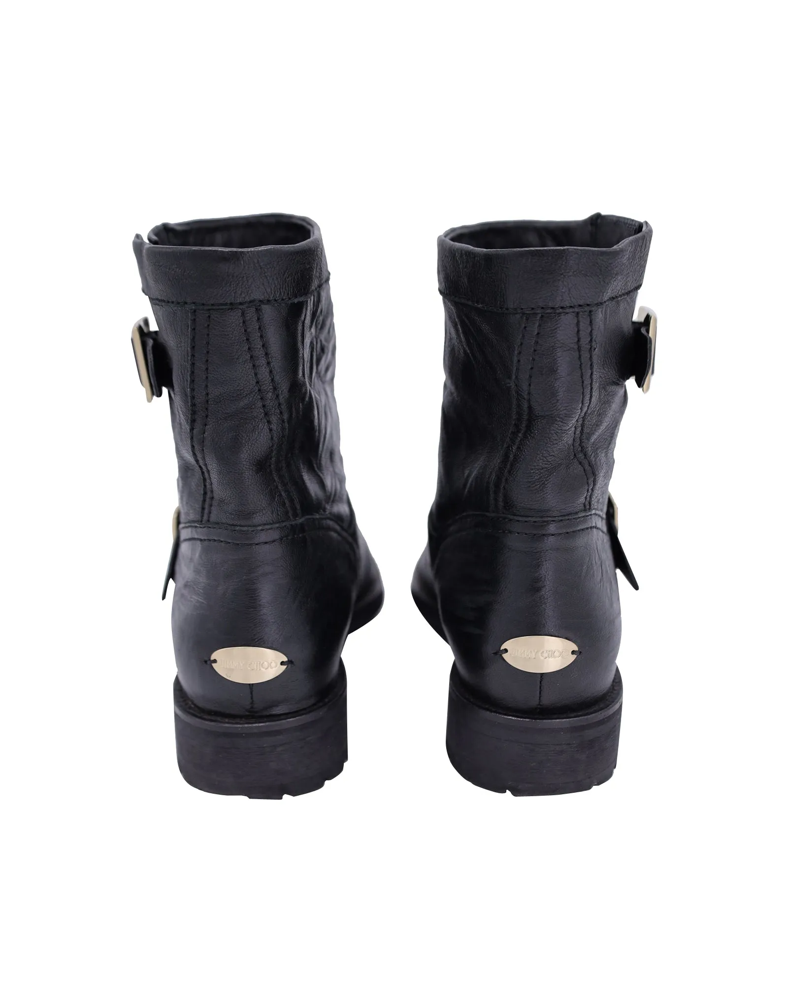 Jimmy Choo Moto-Stiefel in schwarzem Leder