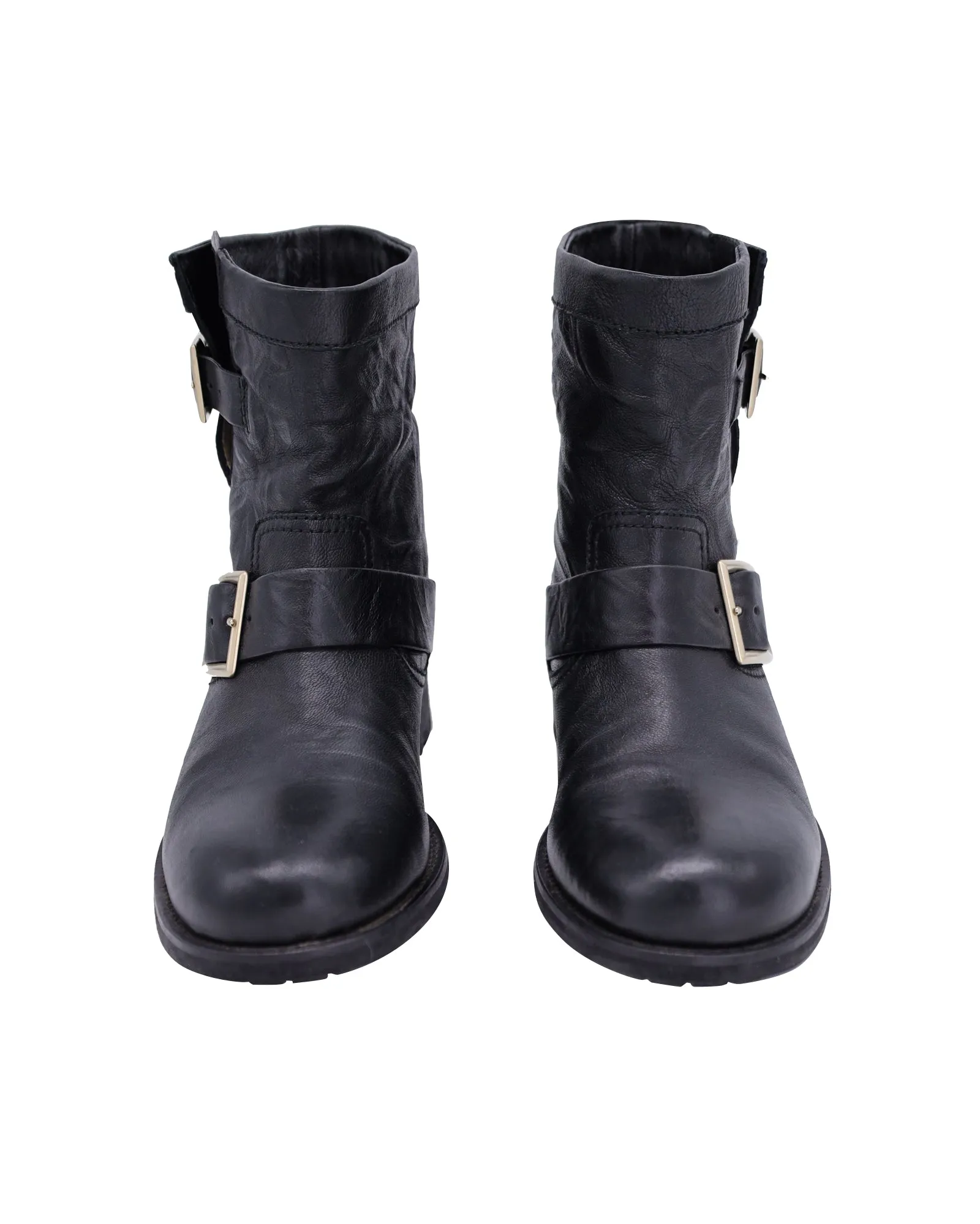 Jimmy Choo Moto-Stiefel in schwarzem Leder