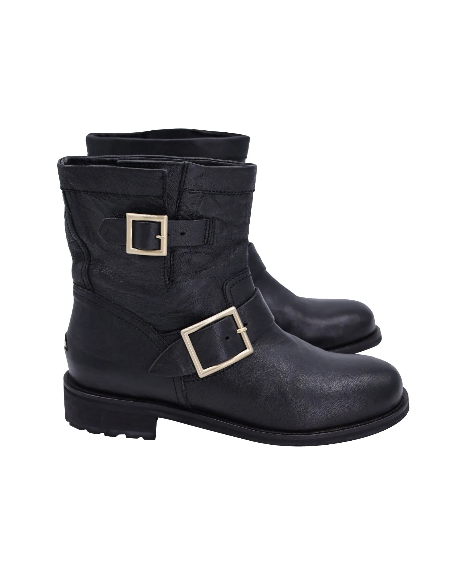 Jimmy Choo Moto-Stiefel in schwarzem Leder