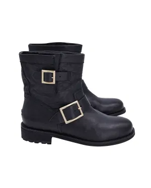 Jimmy Choo Moto-Stiefel in schwarzem Leder