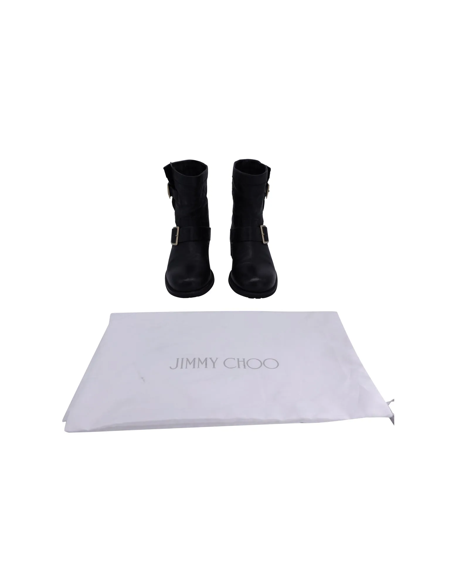 Jimmy Choo Moto-Stiefel in schwarzem Leder