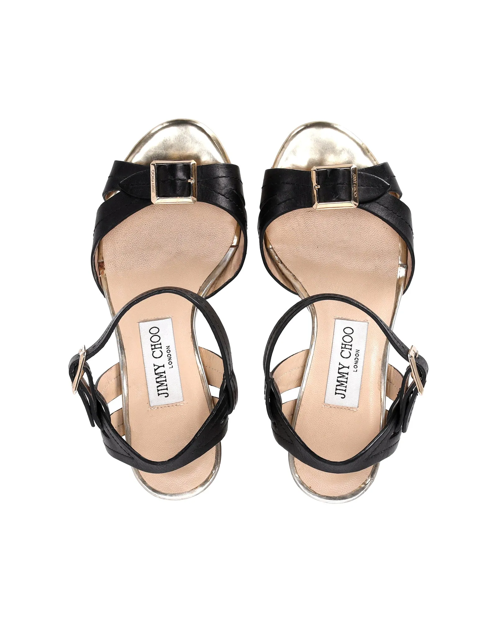 Jimmy Choo Nemesis Korkabsatz Plateau-Sandalen in schwarzem Leder