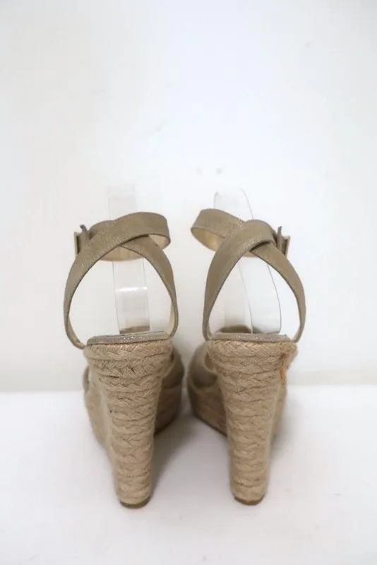 Jimmy Choo Phoenix Plateau-Espadrilles Keil-Sandalen Gold Metallic Größe 42 NEU