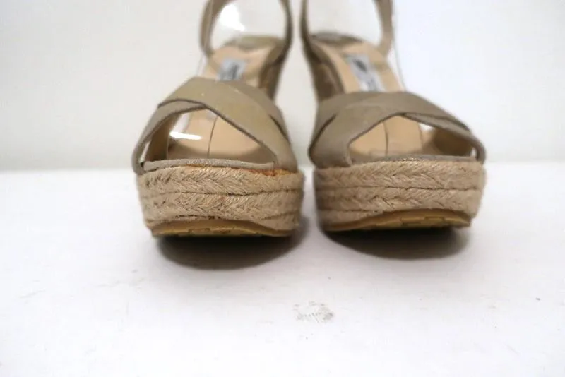 Jimmy Choo Phoenix Plateau-Espadrilles Keil-Sandalen Gold Metallic Größe 42 NEU