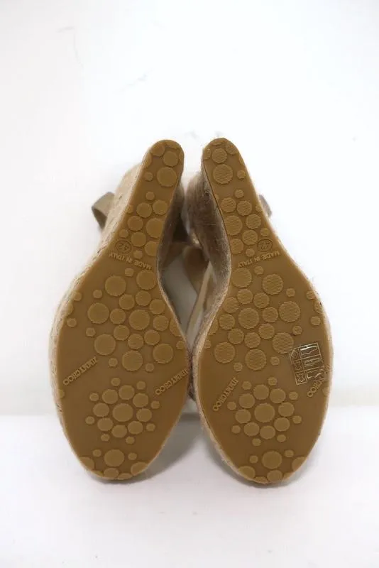 Jimmy Choo Phoenix Plateau-Espadrilles Keil-Sandalen Gold Metallic Größe 42 NEU