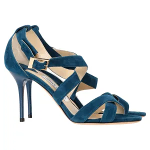Jimmy Choo Riemchenpumps mit hohen Absätzen in blauem Wildleder_Jimmy-Choo