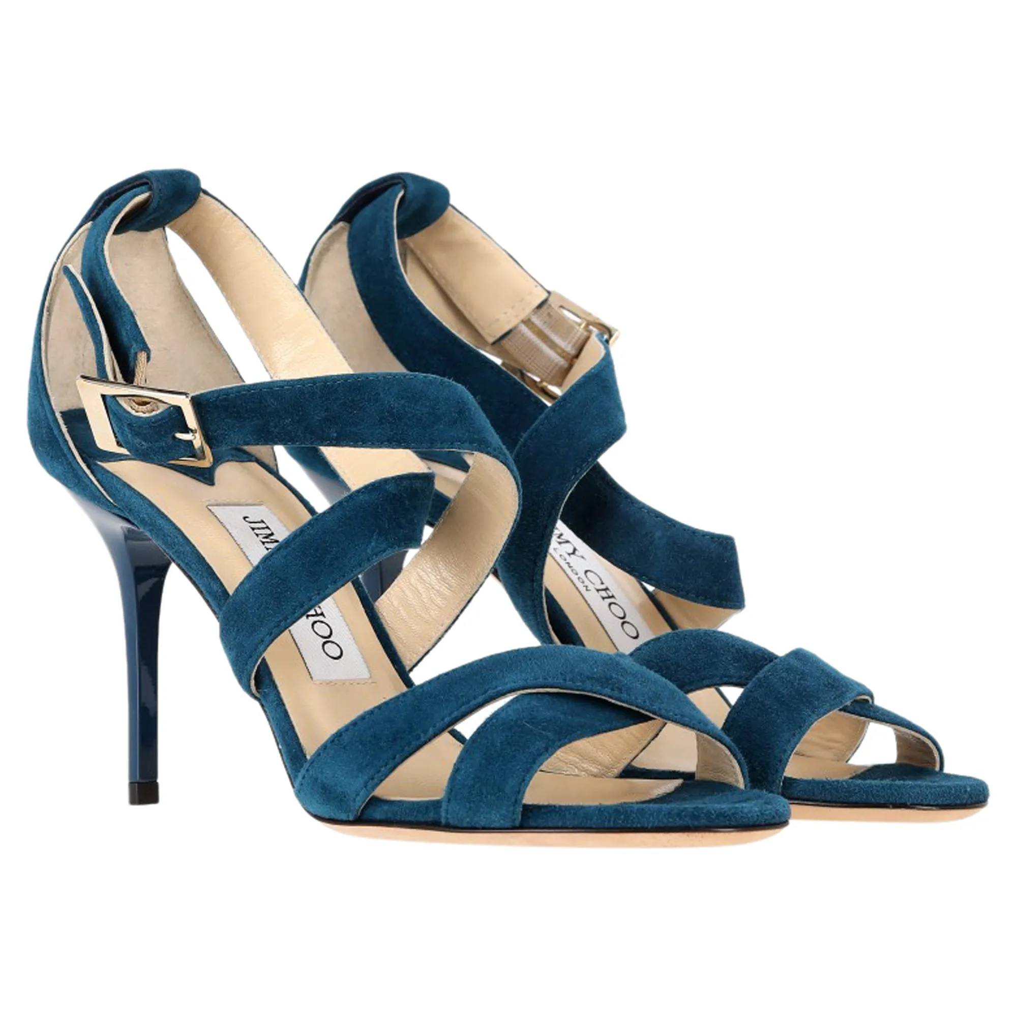 Jimmy Choo Riemchenpumps mit hohen Absätzen in blauem Wildleder_Jimmy-Choo