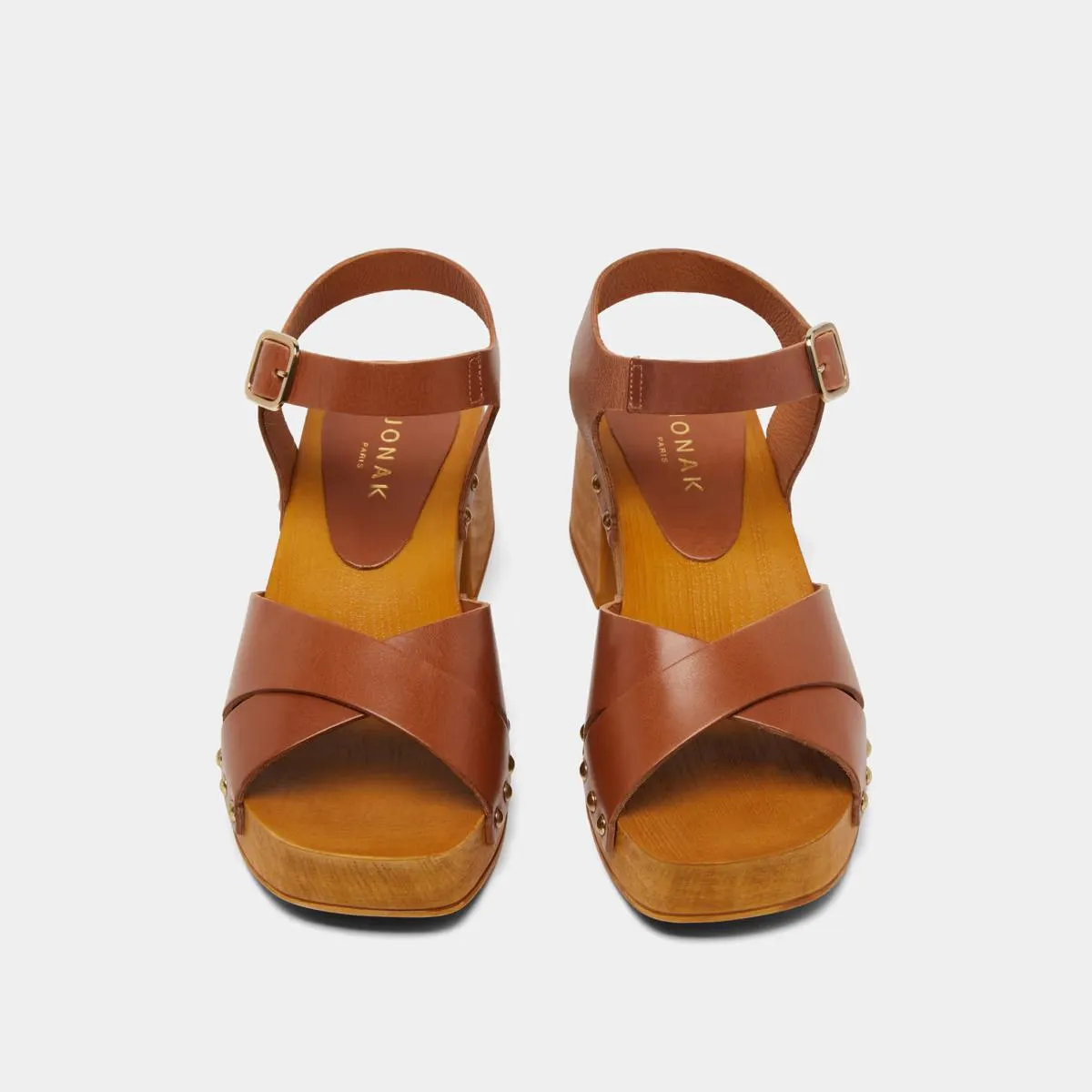Jonak Damen-Sandale Mae Bis Leder Cognac