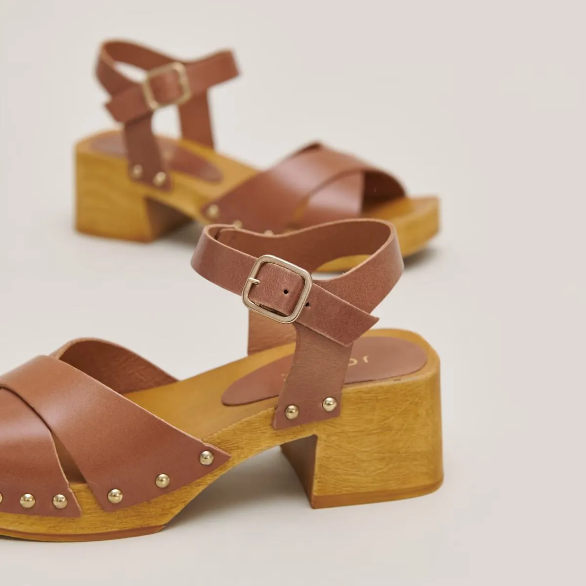 Jonak Damen-Sandale Mae Bis Leder Cognac