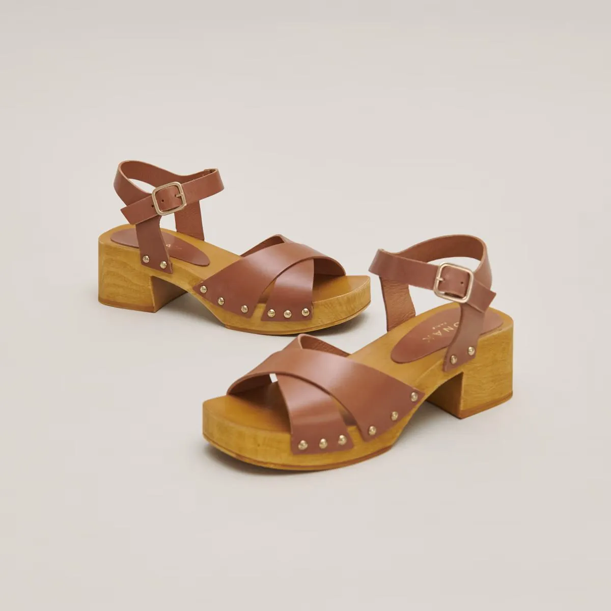 Jonak Damen-Sandale Mae Bis Leder Cognac