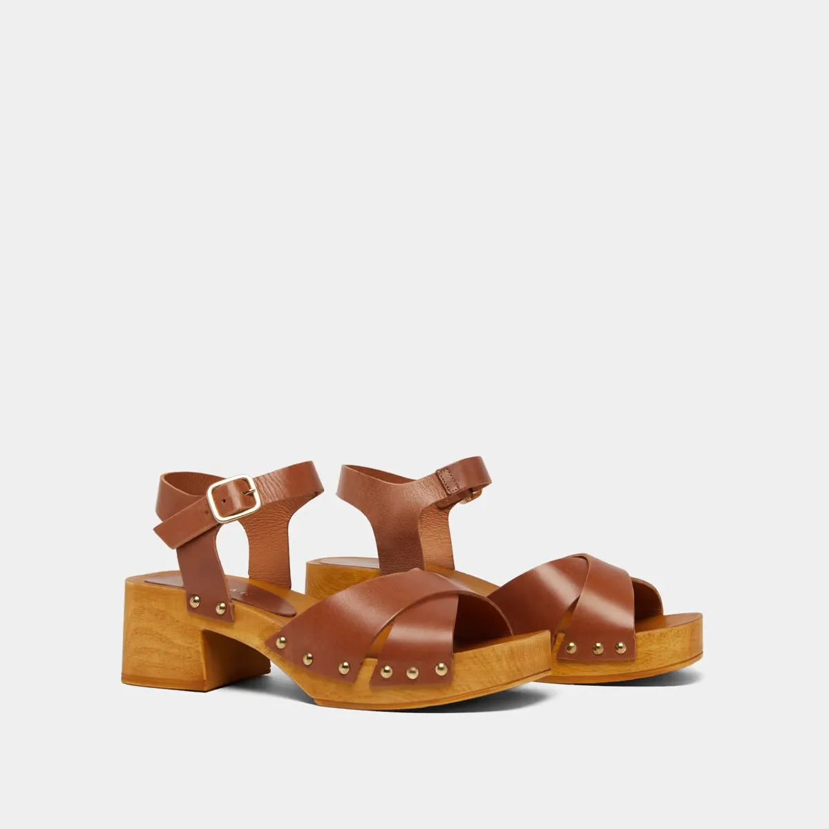 Jonak Damen-Sandale Mae Bis Leder Cognac