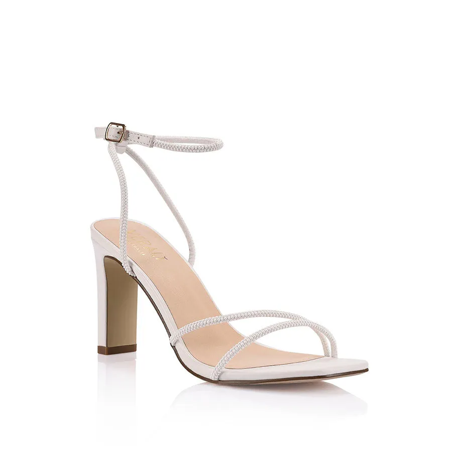 Kimmy Slim Riemchenpumps - Weiße Perle