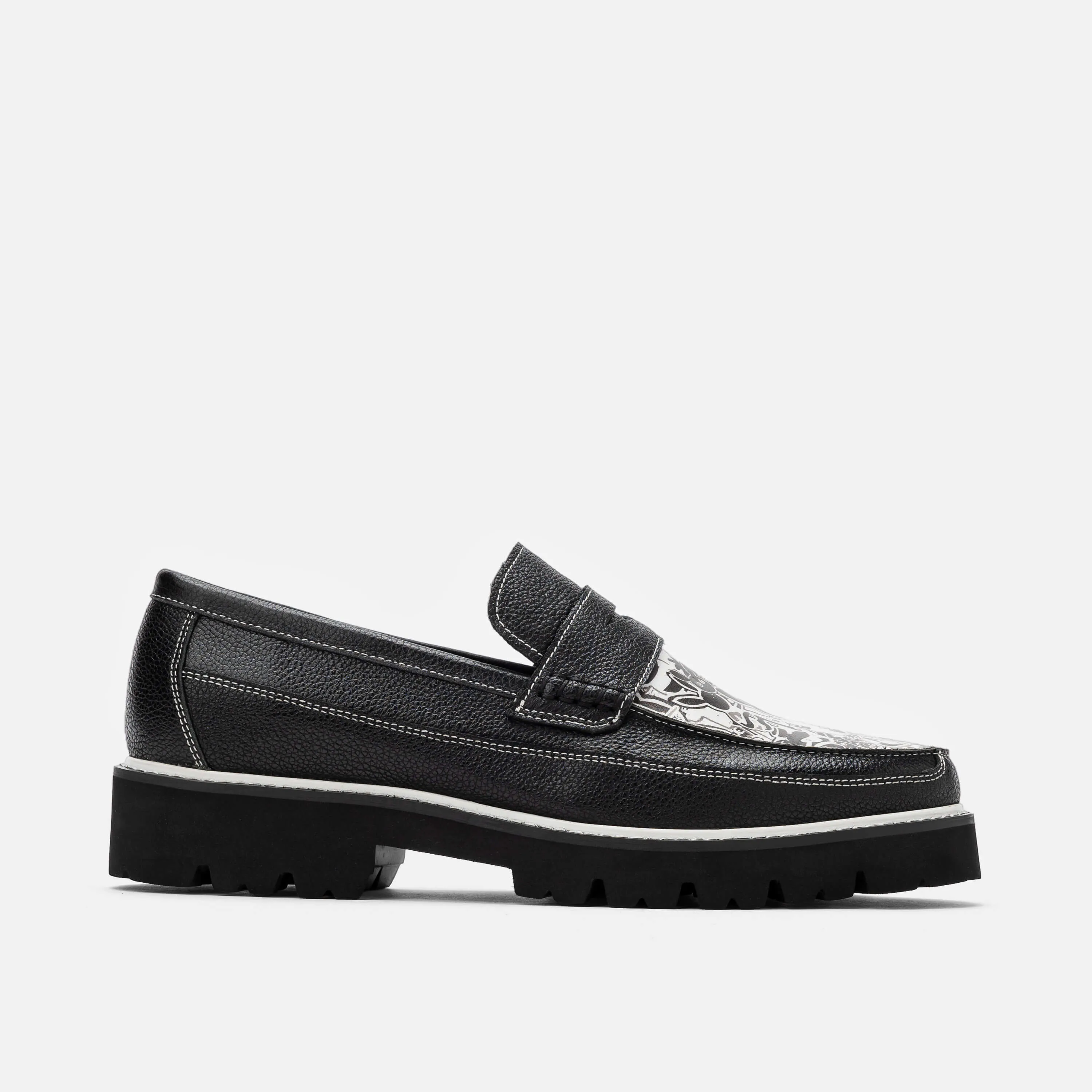 Kodone 'Scribble' Schwarze Leder-Penny-Loafer