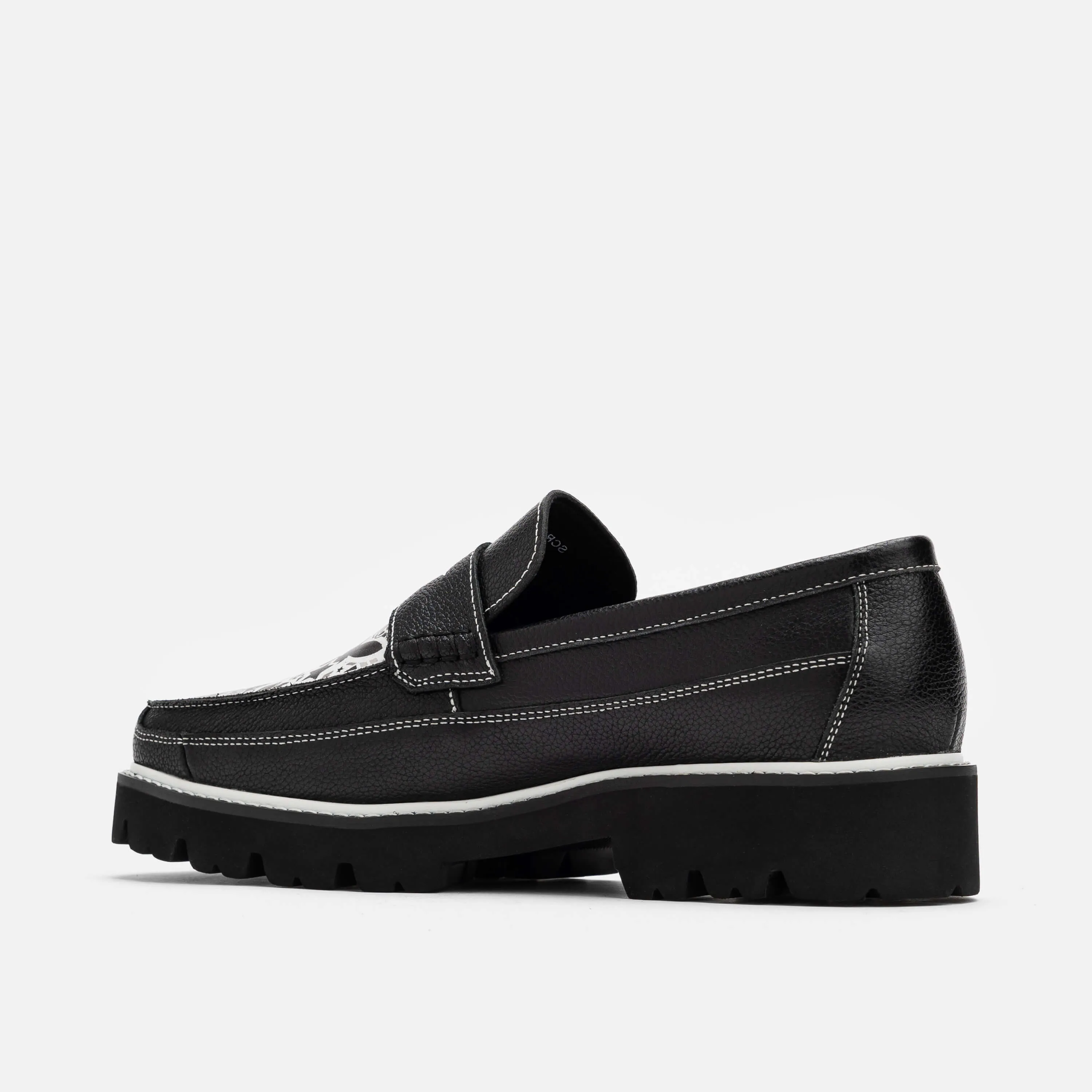 Kodone 'Scribble' Schwarze Leder-Penny-Loafer