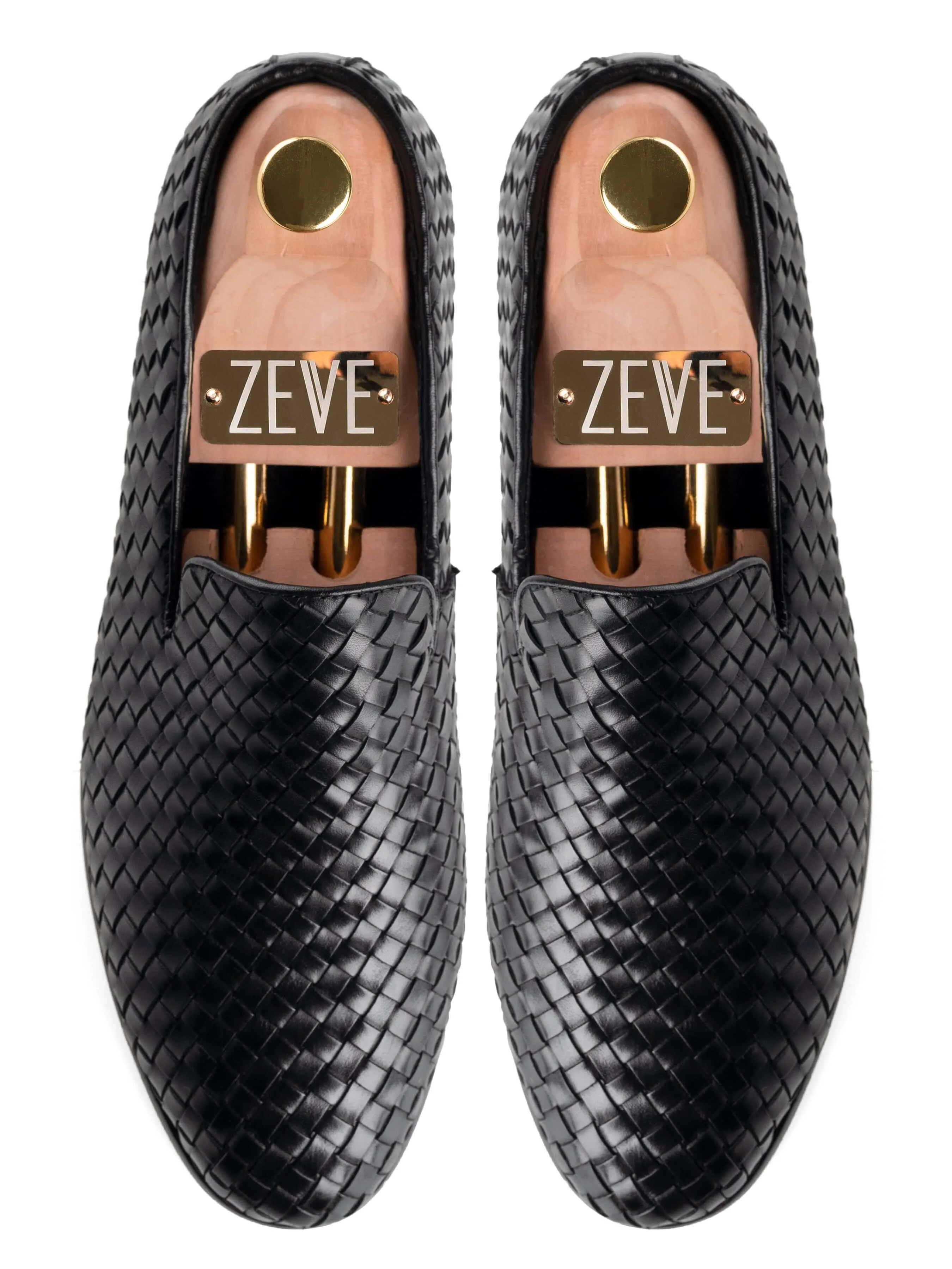 Loafer Pantoffel - Schwarz Gewebtes Leder