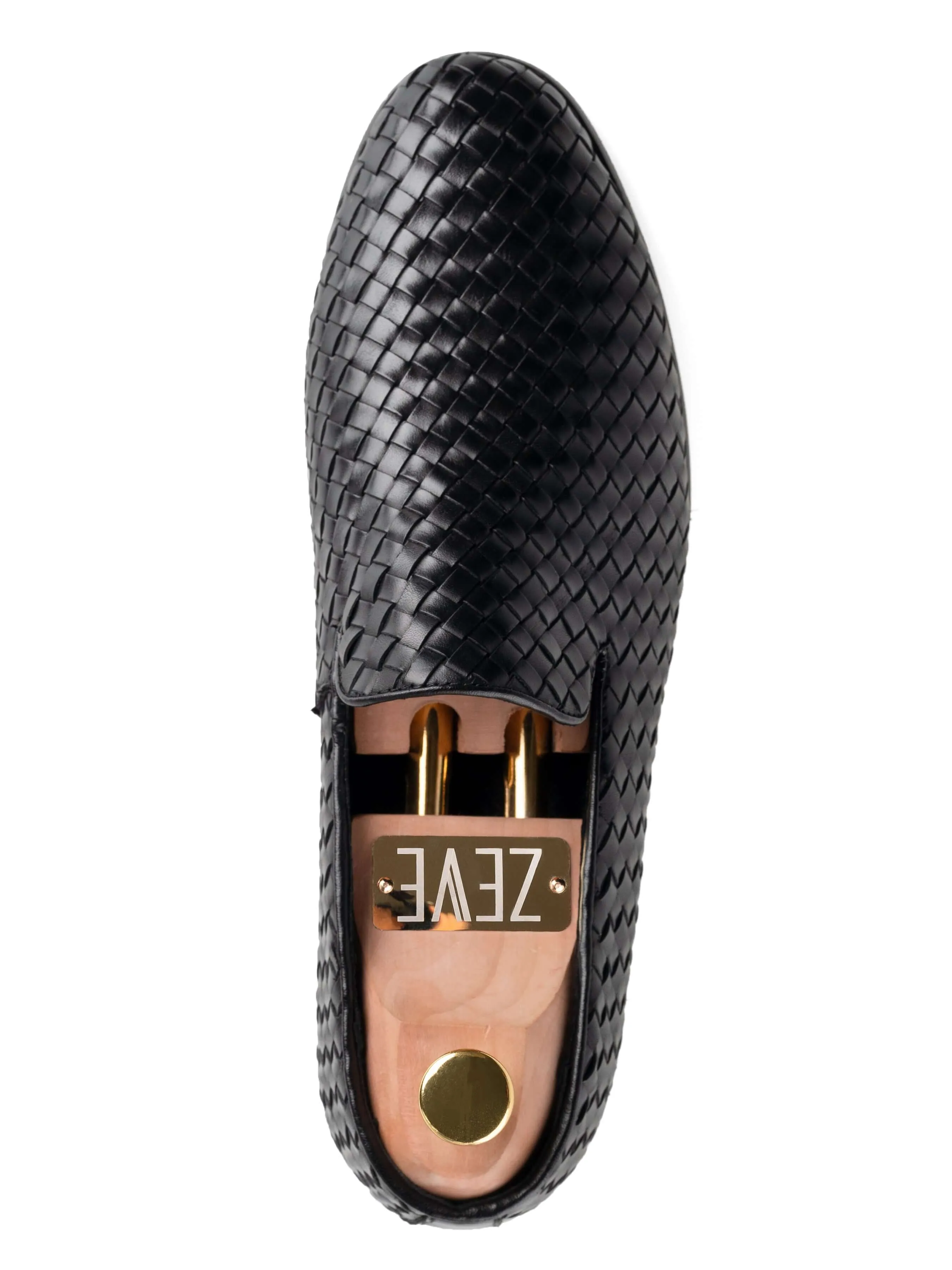 Loafer Pantoffel - Schwarz Gewebtes Leder