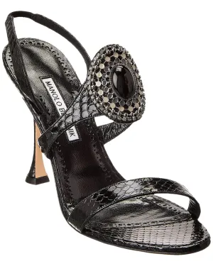 Manolo Blahnik Rodim 105 Schlangenprägung Leder Slingback Sandalen Schuhe_Manolo-Blahnik